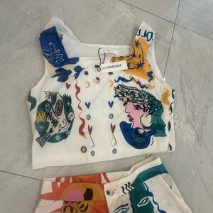 Commense Multicolor Graphic Crop Top